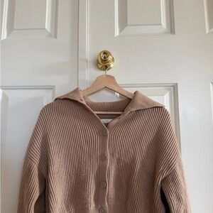 Elegant Brown Button-Up Cardigan